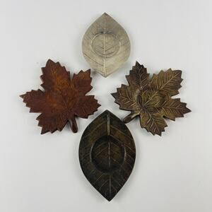 Metal Leaf Tea Light Candle Holders Maple and Flat Leaf